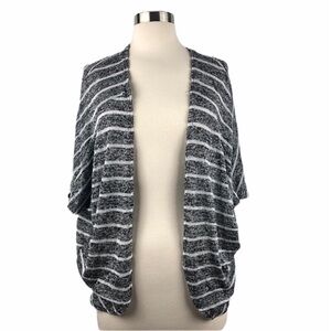 r2d Black White Striped Open Cardigan Sweater S